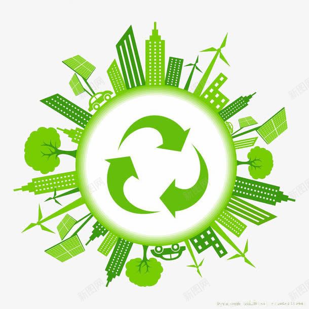 绿色环保png免抠素材_新图网 https://ixintu.com 地球 地球一小时 城市 循环 环保