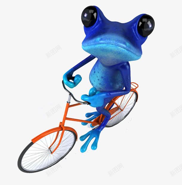 蓝色青蛙png免抠素材_新图网 https://ixintu.com 外星人 自行车 青蛙 骑行