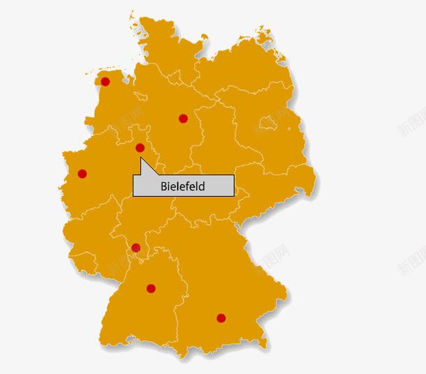 德国黄色地图png免抠素材_新图网 https://ixintu.com 地图 德国 德国地区区划 德国地图