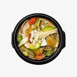 笋瓜石锅里的料理汤高清图片
