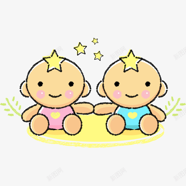可爱双胞胎png免抠素材_新图网 https://ixintu.com 双胞胎 可爱 可爱小孩 孩子 小孩