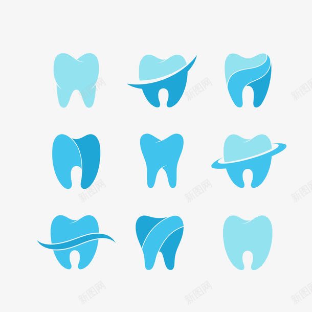 蓝色牙齿png免抠素材_新图网 https://ixintu.com 牙科 牙科素材 牙齿 蓝色