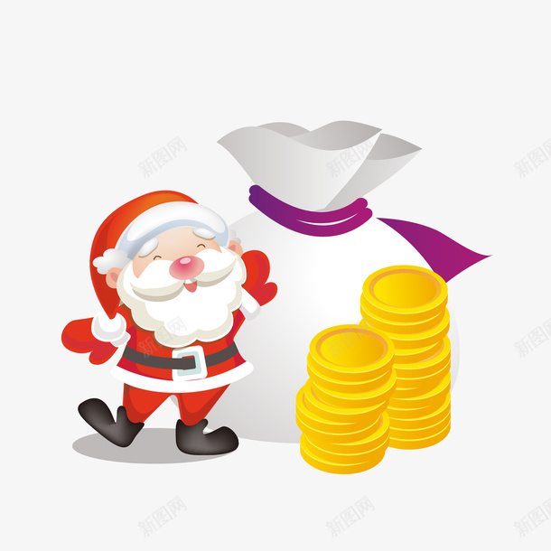 圣诞老人矢量图ai免抠素材_新图网 https://ixintu.com 圣诞 圣诞礼物 圣诞老人 圣诞节 金币 矢量图