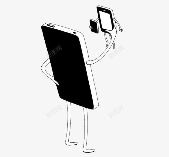 手机仰望手机png免抠素材_新图网 https://ixintu.com 现代 电子产品 科技 绘画