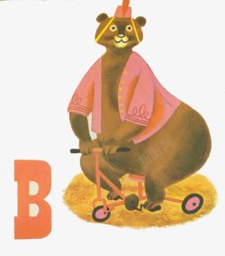 胖胖熊骑脚踏车的胖熊与字母B高清图片