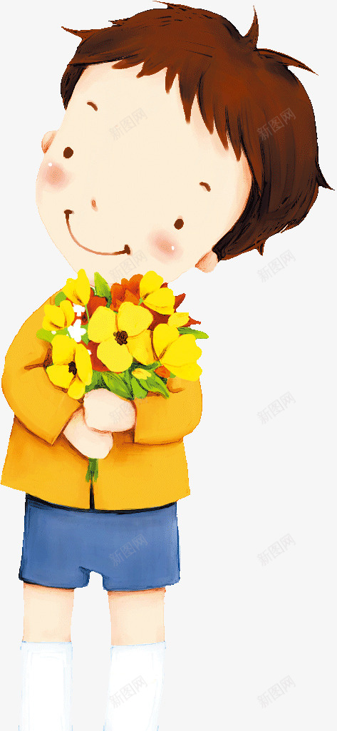 抱着鲜花的小女孩png免抠素材_新图网 https://ixintu.com 孩子 小女孩 抱着 鲜花