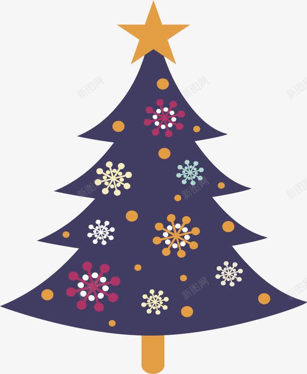 圣诞节深蓝色圣诞树png免抠素材_新图网 https://ixintu.com 圣诞树 圣诞节 深蓝色 矢量png 雪花 雪花圣诞树