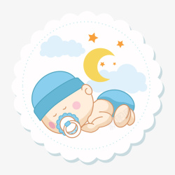 吸奶嘴手绘熟睡的婴儿矢量图高清图片