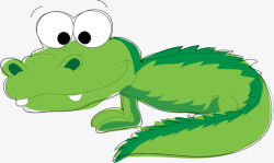 卡通绿色鳄鱼简图素材