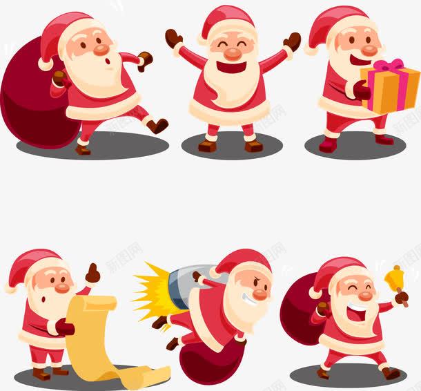卡通圣诞老人爷爷送礼物png免抠素材_新图网 https://ixintu.com 卡通礼物 圣诞老人 圣诞节 扁平 红色
