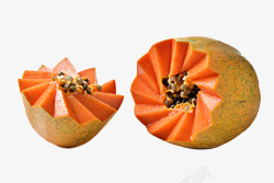 实物水果切开的木瓜两块素材