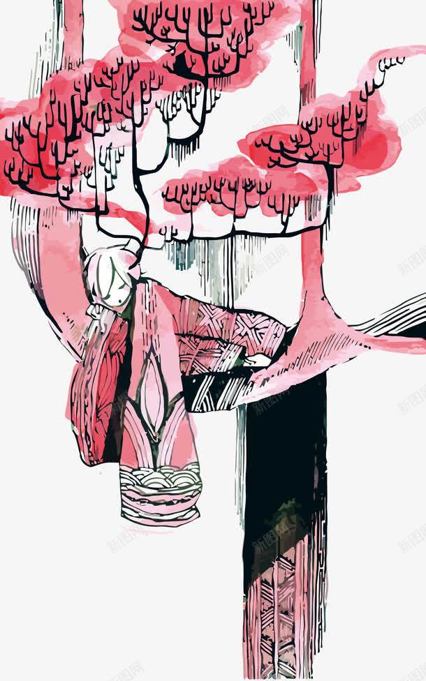 睡在树上的少年png免抠素材_新图网 https://ixintu.com PNG PNG免费下载 PNG图片 少年 手绘 插画 树 水彩 红色