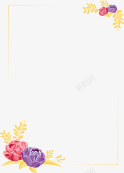 粉紫色婚礼花朵边框矢量图素材