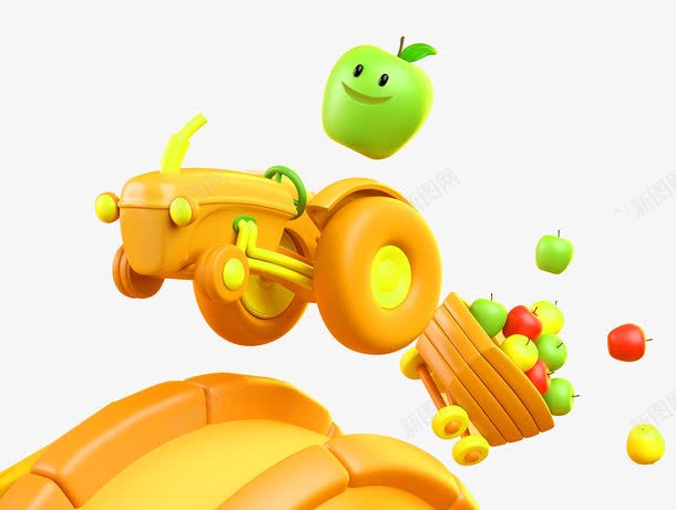 卡通玩具车png免抠素材_新图网 https://ixintu.com png图形 png装饰 卡通 水果 玩具车 装饰