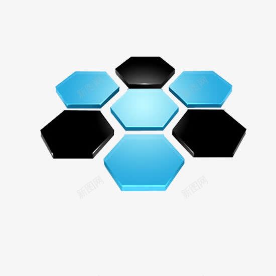 蜂窝形状立体块png免抠素材_新图网 https://ixintu.com 立体效果 蓝色 蜂窝形状 黑色