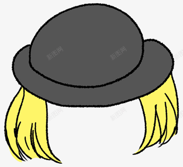 戴帽子的假发png免抠素材_新图网 https://ixintu.com png图形 png装饰 假发 帽子 手绘 装饰