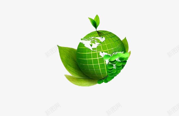 绿叶包裹着的地球png免抠素材_新图网 https://ixintu.com 包裹的地球 地球 绿叶包裹的地球 绿色地球