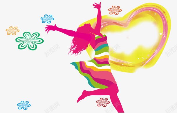 舞蹈女子艺术彩图png免抠素材_新图网 https://ixintu.com 剪影 女子 彩图 手绘 舞蹈 艺术
