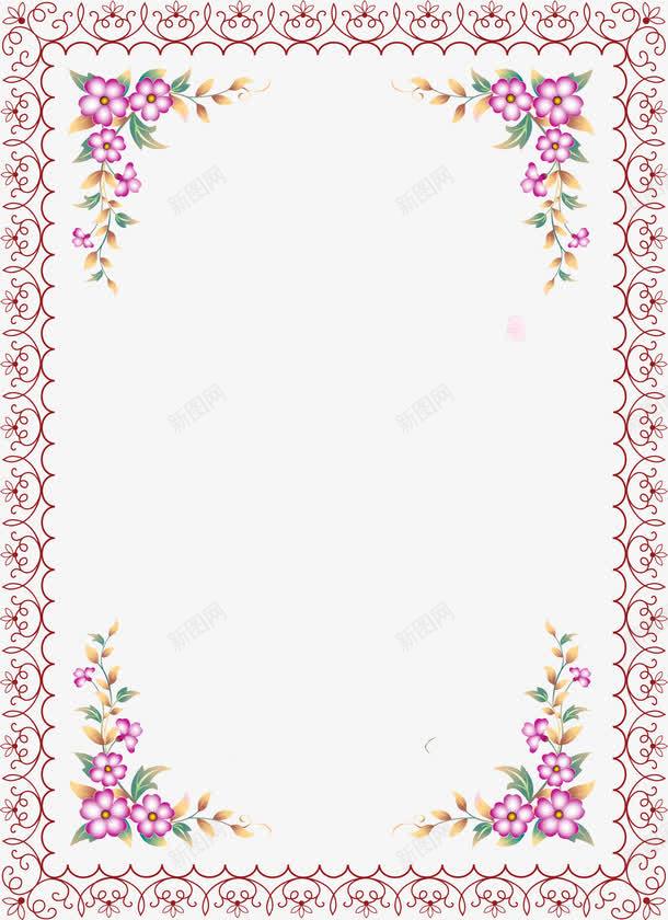 手绘花纹边框png免抠素材_新图网 https://ixintu.com 手绘 紫色 花纹边框