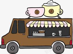 咖啡快餐车卡通手绘快餐车高清图片