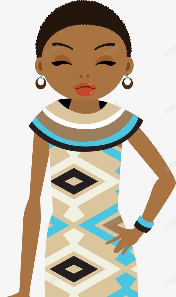 非洲女孩png免抠素材_新图网 https://ixintu.com 卡通女孩 棕色 民族服装 非洲女孩