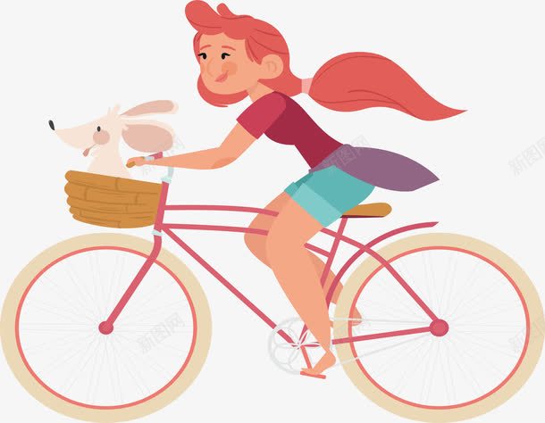 骑自行车的女孩png免抠素材_新图网 https://ixintu.com 可爱女孩 矢量png 粉红色 粉色单车 自行车 骑车出行