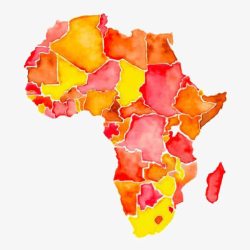 水彩非洲地图素材