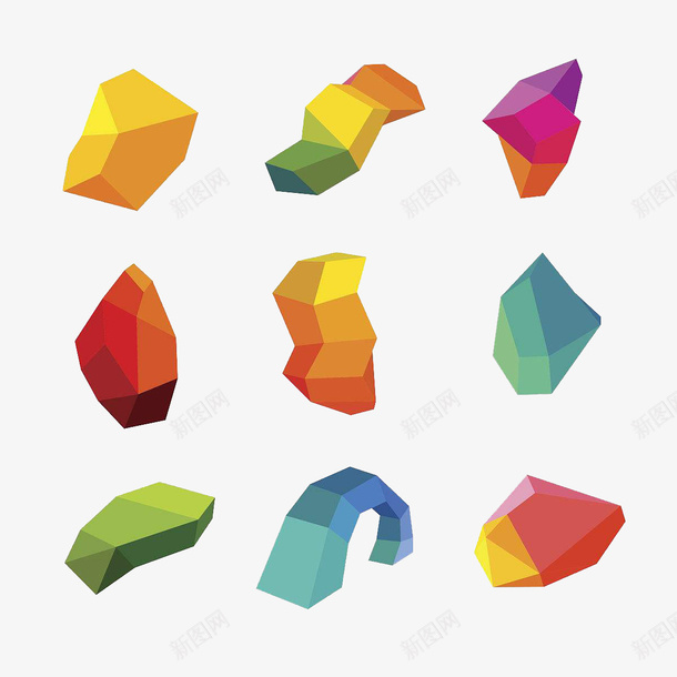 各式形态的彩色立体几何图形psd免抠素材_新图网 https://ixintu.com 不规则图形 几何小图形 彩色 立体 装饰