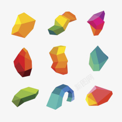 各式形态的彩色立体几何图形素材