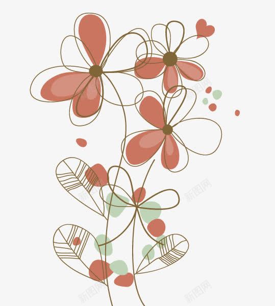 典雅的花卉png免抠素材_新图网 https://ixintu.com 线条花卉 花卉