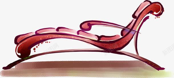 红色艺术插画躺椅png免抠素材_新图网 https://ixintu.com 插画 红色 艺术 躺椅