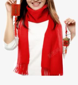 红围巾女孩素材