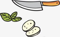 卡通手绘插图菜刀切菜素材