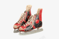 实物红色黑色溜冰鞋旧鞋素材