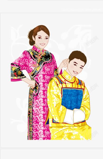 中式婚纱照png免抠素材_新图网 https://ixintu.com 中国风 中式婚纱照 古装 紫色 红色 黄色