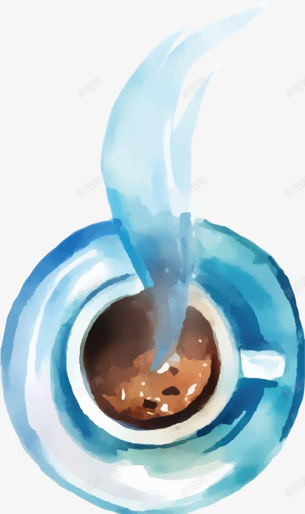 手绘蓝色咖啡杯png免抠素材_新图网 https://ixintu.com 咖啡 咖啡杯 手绘 蓝色