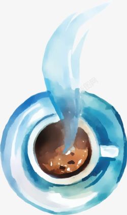 手绘蓝色咖啡杯素材