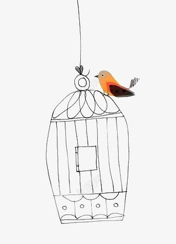 鸟笼png免抠素材_新图网 https://ixintu.com 创意小鸟插画 宠物鸟 小鸟 手绘鸟笼 简约鸟笼