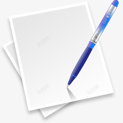 纸和笔装饰png免抠素材_新图网 https://ixintu.com 时尚装饰 白纸 笔免抠 蓝色笔 装饰 装饰素材
