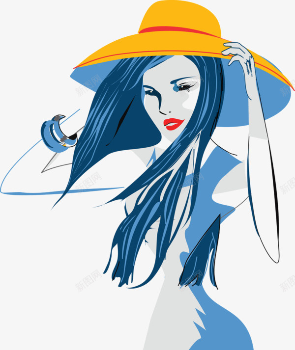 戴帽子的女人png免抠素材_新图网 https://ixintu.com 卡通 女人 帽子 手绘