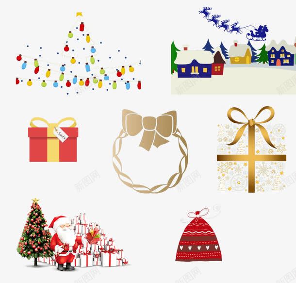 圣诞节装饰礼物png免抠素材_新图网 https://ixintu.com 圣诞 圣诞树 圣诞礼物盒 圣诞老人