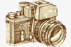 相机机体镜头插画科技风格素材