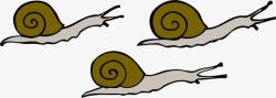 三只可爱的卡通蜗牛素材