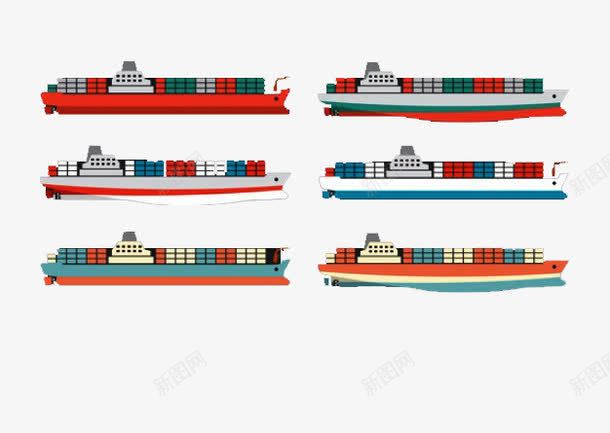 轮船png免抠素材_新图网 https://ixintu.com 红色 绿色 货船 轮船