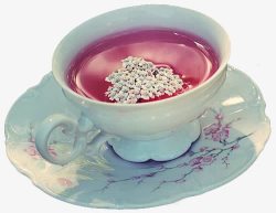 粉红茶杯暖饮浪漫花茶高清图片