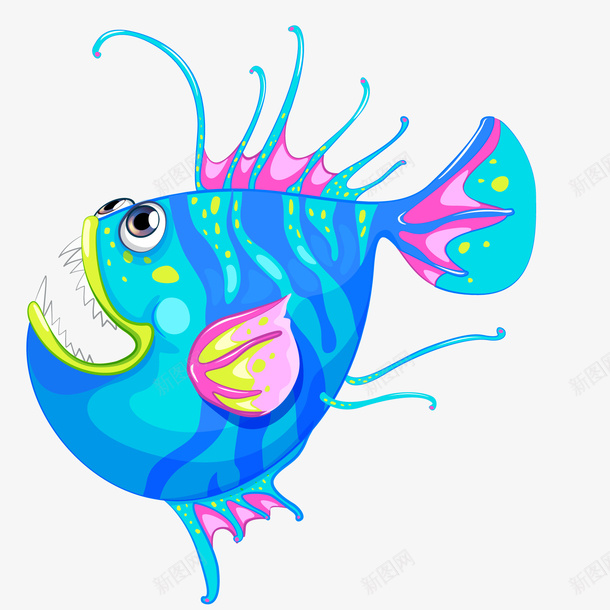 蓝色的鱼类花纹动物矢量图ai免抠素材_新图网 https://ixintu.com 动物设计 卡通 可爱 花纹 鱼儿 鱼类动物 矢量图