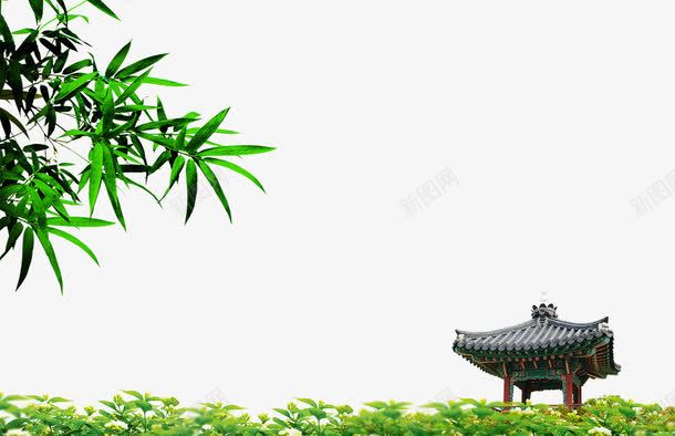 节日海背景效果png免抠素材_新图网 https://ixintu.com 传统节日海报背景 免费下载 凉亭 古典风格海报背景 植物 海报 海报背景 竹叶 节日 节日海报