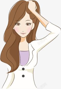 卡通长发美女素材