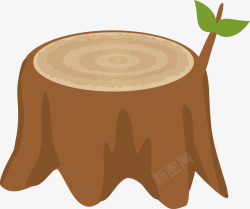 木桩绿叶背景卡通木桩和新发的嫩芽高清图片
