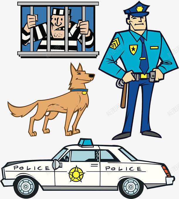 警察犯人插画png免抠素材_新图网 https://ixintu.com 军犬 忠犬 犯人 警察 警犬 警车 违法